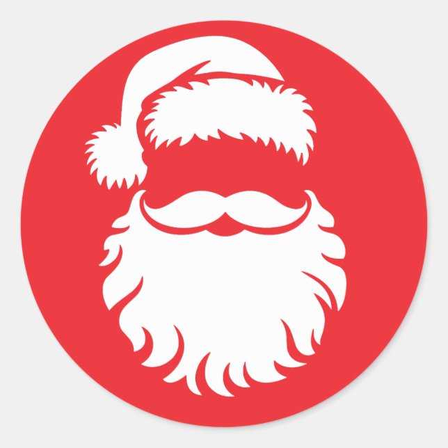 Sticker Rond Santa Claus Face Hat Christmas  (Devant)