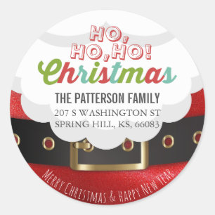 Sticker Rond Santa Claus Ho Ho Noël Joyeux Nouvel An Adresse