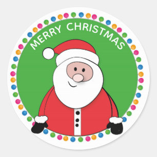 Sticker Rond Santa Claus Joyeux Noël mignonne