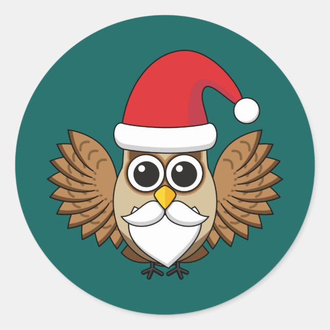 Sticker Rond Santa Claus Owl (Devant)