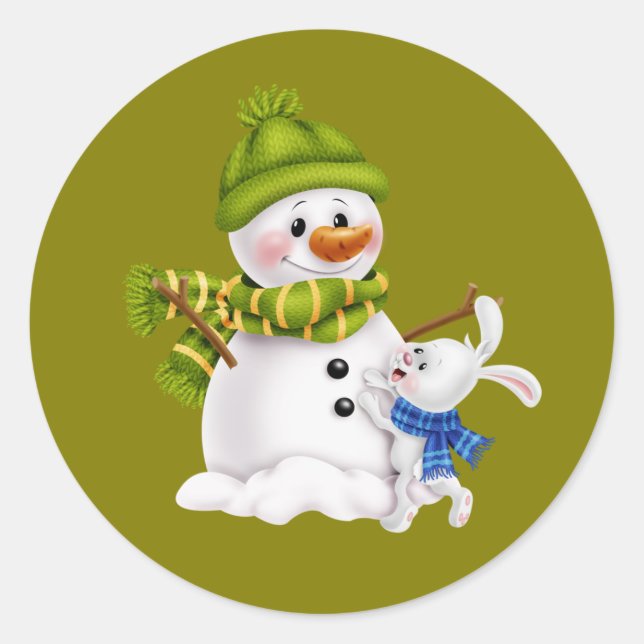 Sticker Rond Santa Claus Snowman Christmas &  (Devant)