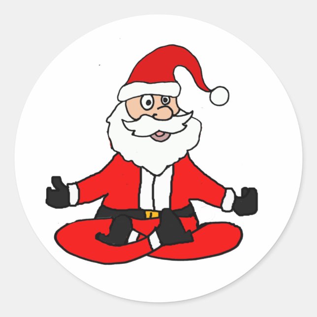Sticker Rond Santa Claus sympa faisant du yoga Noël (Devant)
