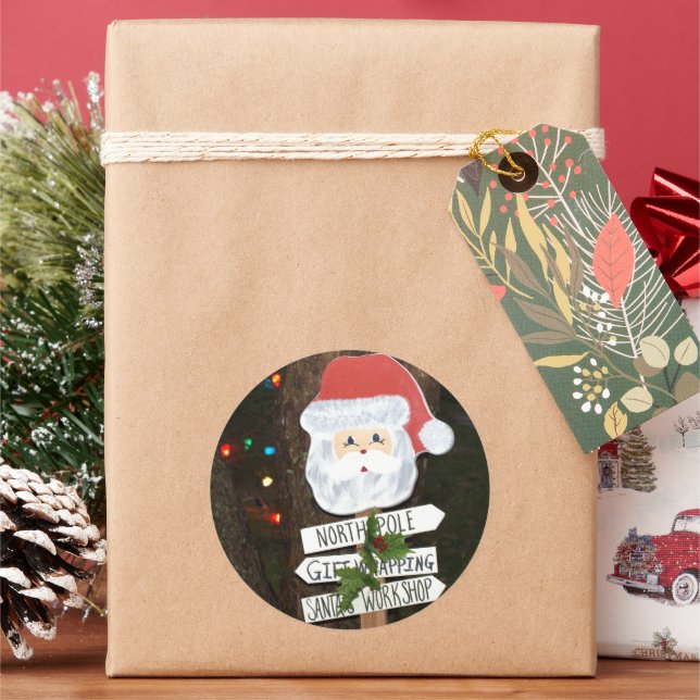 Sticker Rond Santa Claus Tree Lights Pôle Nord (vacances)