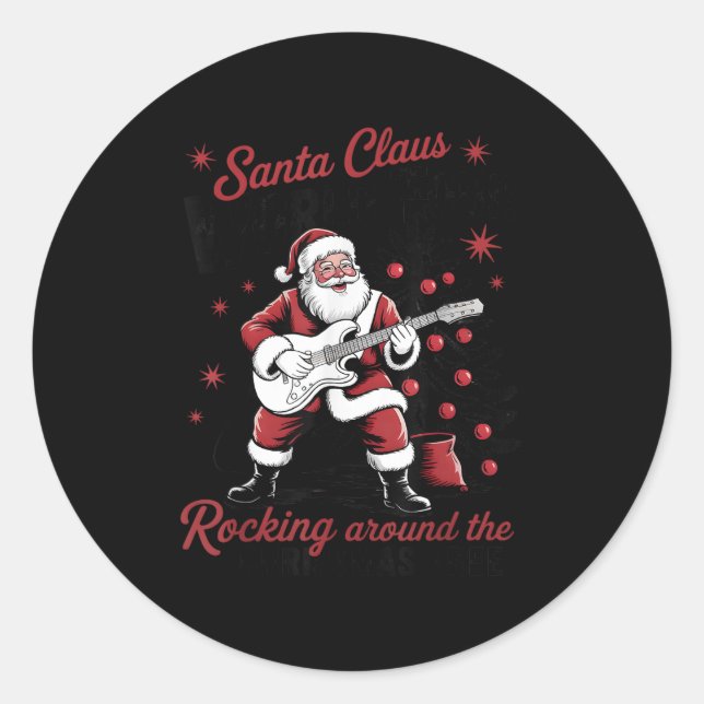 Sticker Rond Santa Claus World Tour Rocking Around The Christma (Devant)