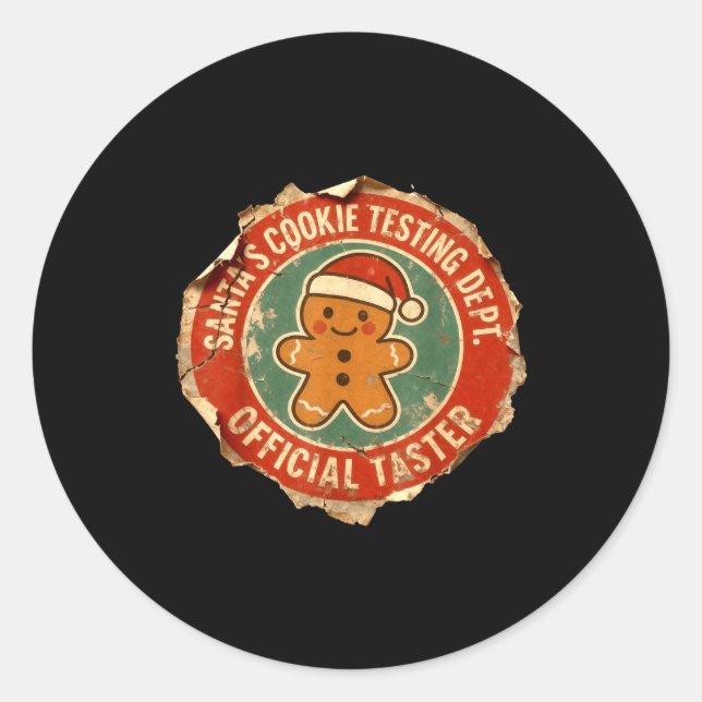 Sticker Rond Santa Cookie Testing Department Taster Christmas  (Devant)