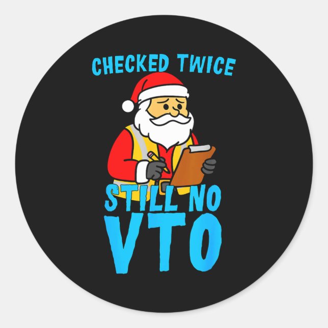 Sticker Rond Santa Coworker Christmas Swagazon Checked Twice St (Devant)