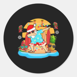 Sticker Rond Santa Dabant les Lunettes de soleil avec du melon