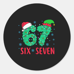 Sticker Rond Santa dit Six Sept 67 Mème Noël Vacances 6 7