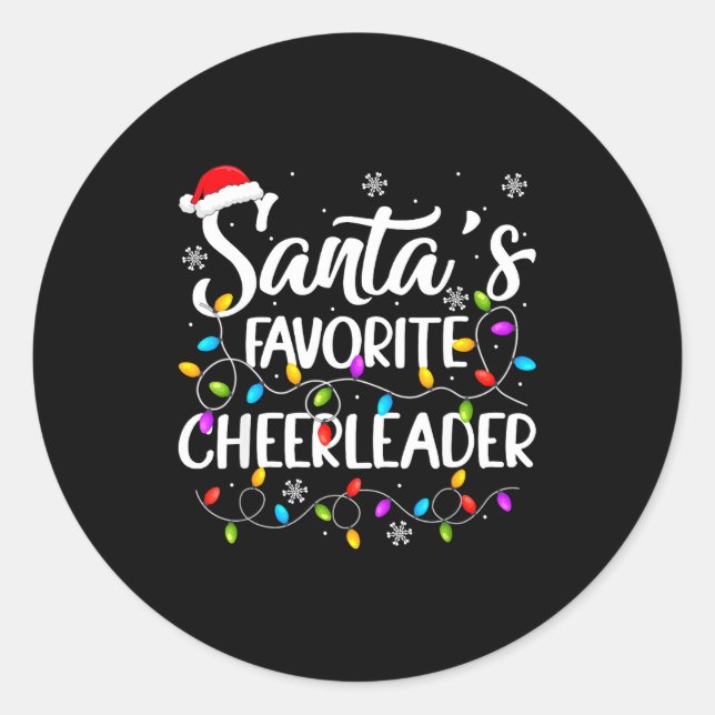 Sticker Rond Santa Favorite Cheerleader Christmas Funny Cheerle (Devant)