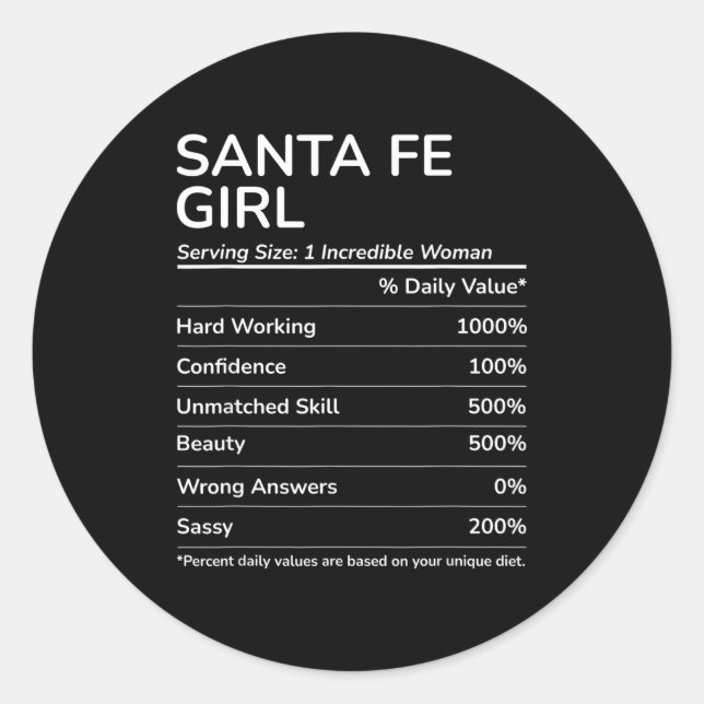 Sticker Rond Santa Fe Girl Funny New Mexico Hometown  (Devant)