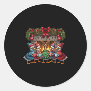 Sticker Rond Santa Goose Joyeux Goosmas Xmas Oie Noël