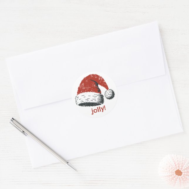 Sticker Rond Santa Hat Jolly (Enveloppe)