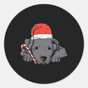 Sticker Rond Santa hat pitbull pit chien noël Noël Noël