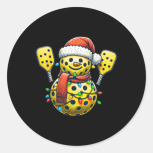 Sticker Rond Santa Hat Snowman Famille Correspondant Pickleball