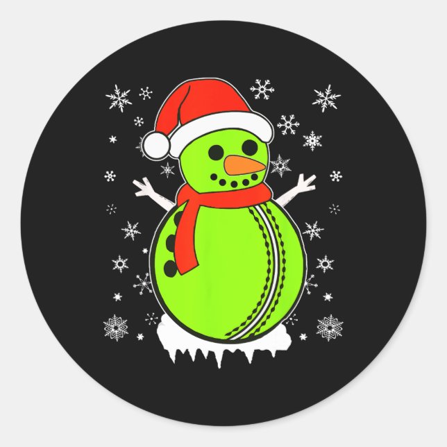 Sticker Rond Santa Hat Snowman Xmas Funny Cricket Ll Lover Chri (Devant)