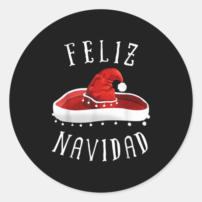 Sticker Rond Santa Hat Sombrero Christmas Mexico Feliz Navidad  (Devant)