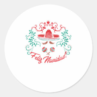 Sticker Rond Santa Hat Sombrero Noël Mexique Feliz Navidad