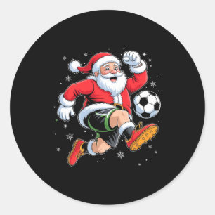 Sticker Rond Santa Jouant au Football Noël Garçons Hommes Enfan