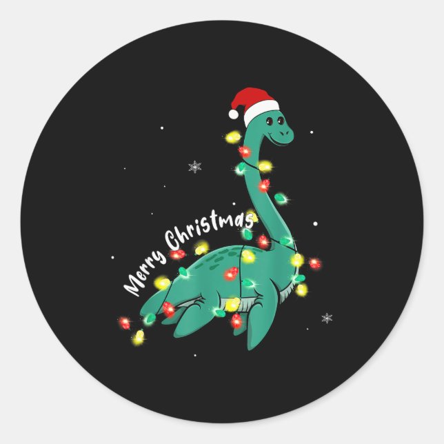 Sticker Rond Santa Loch Ness Monster Christmas Nessie Boys Girl (Devant)