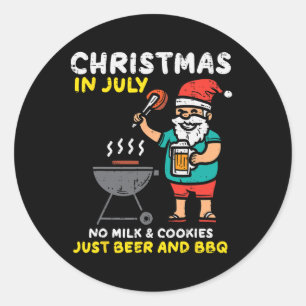 Sticker Rond Santa pas de biscuits au lait juste Bbq Noël drôle