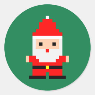 Sticker Rond Santa Pixel Art 1
