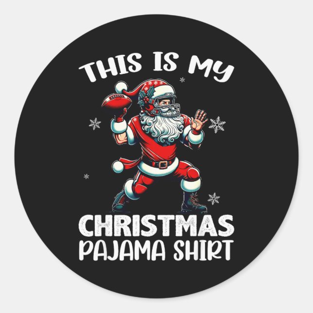 Sticker Rond Santa Playing American Football, This Is My Christ (Devant)