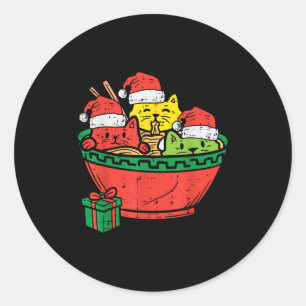 Sticker Rond Santa Ramen Cats Anime Noël Xmas Enfants Filles M