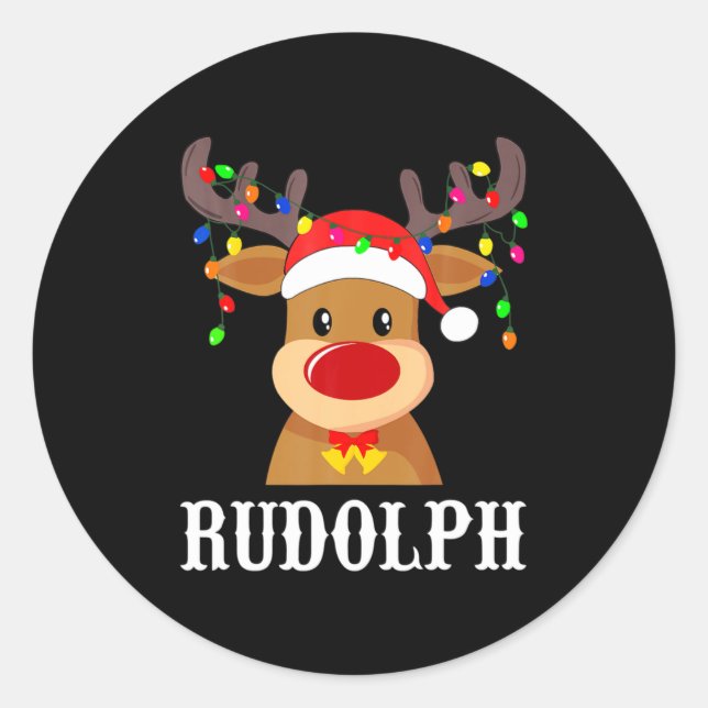 Sticker Rond Santa Reindeer Rudolph Xmas Group Costume  (Devant)