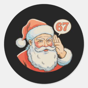 Sticker Rond Santa Six Seven 6 7 67 Noël Drôle de Xmas Meme