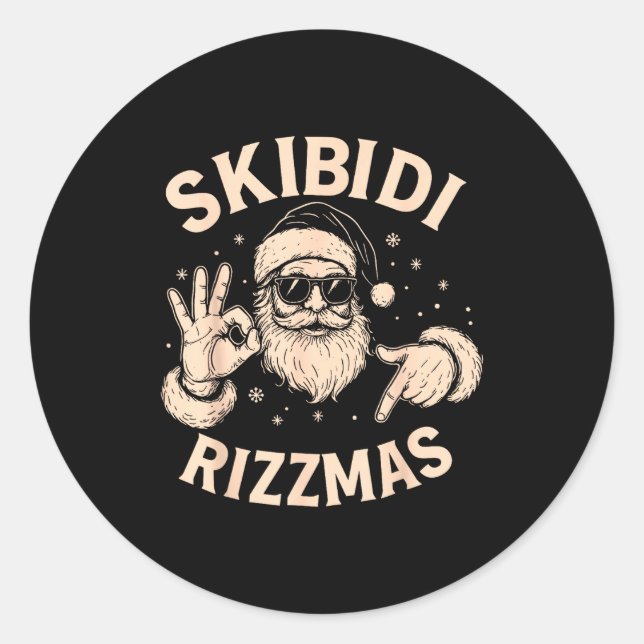 Sticker Rond Santa Six Seven Meme 67 Hands Sign Rizz Skibidi Ri (Devant)