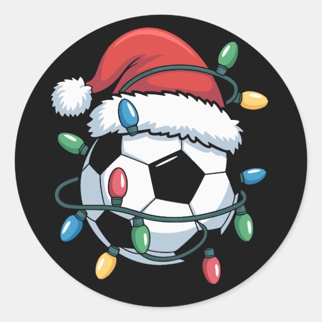 Sticker Rond Santa Soccer Ball Sports Christmas Soccer Player (Devant)