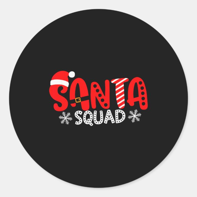 Sticker Rond Santa Squad Christmas Team Santa Crew Family Match (Devant)