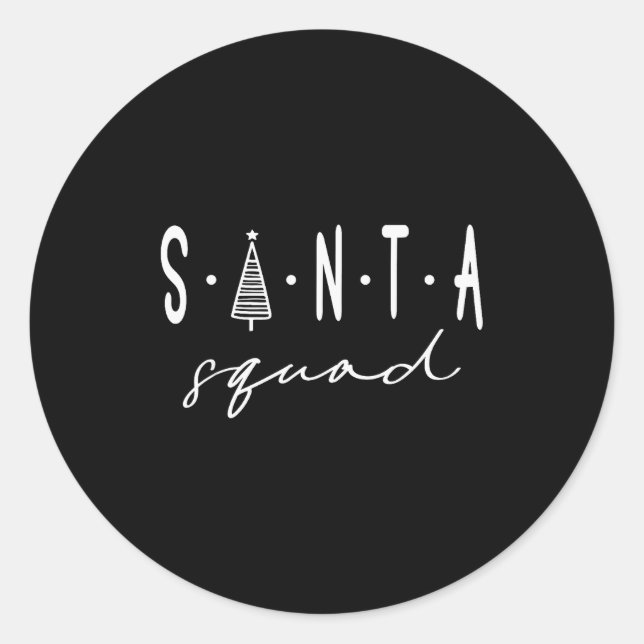Sticker Rond Santa Squad Christmas Team Santa Crew Family Match (Devant)