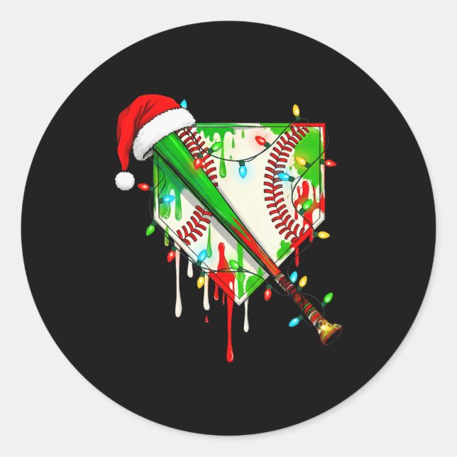 Sticker Rond Santa Srts Ice Baseball Christmas Xmas Pajama Kid  (Devant)