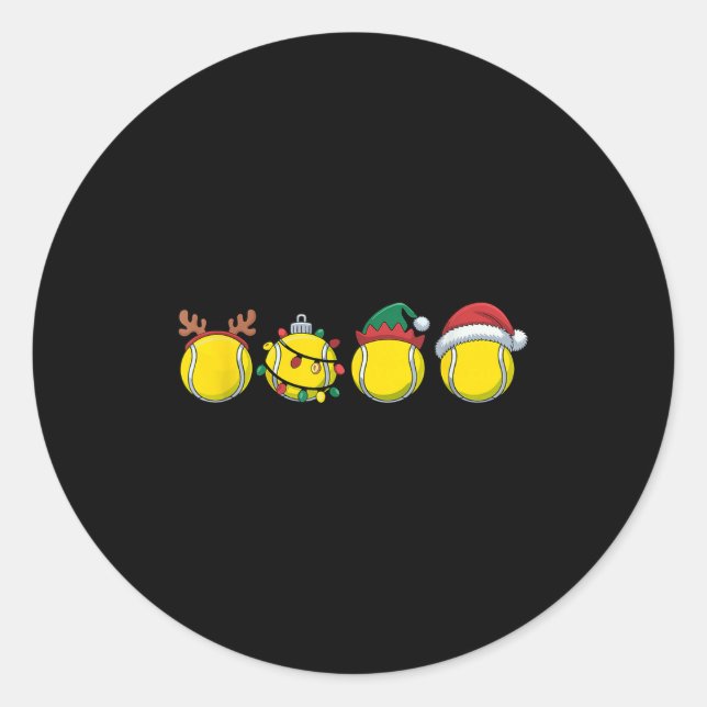 Sticker Rond Santa Tennis Ball Christmas Tennis Lover Tennis Pl (Devant)