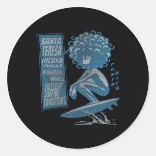 Sticker Rond Santa Teresa, Costa Rica Surf Vintage