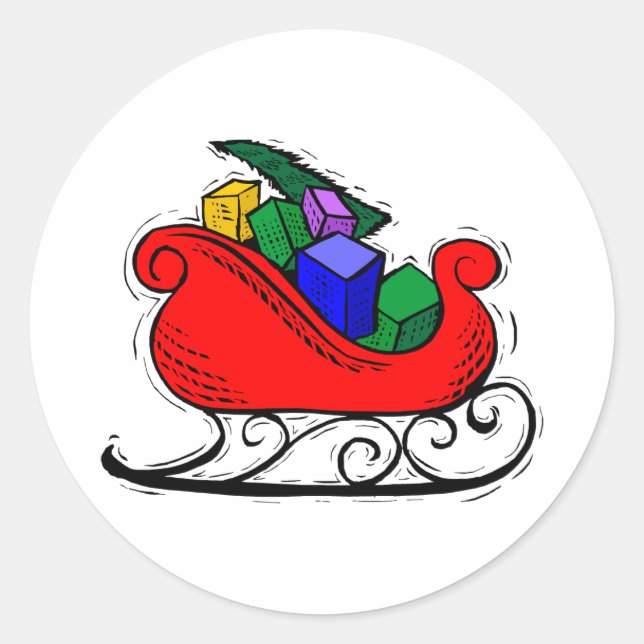 Sticker Rond Santa Toy Sleigh (Devant)
