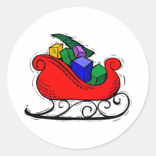 Sticker Rond Santa Toy Sleigh