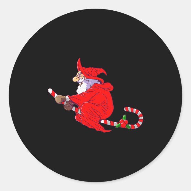 Sticker Rond Santa Witch Candy Cane Christmas Santa Hat Funny C (Devant)