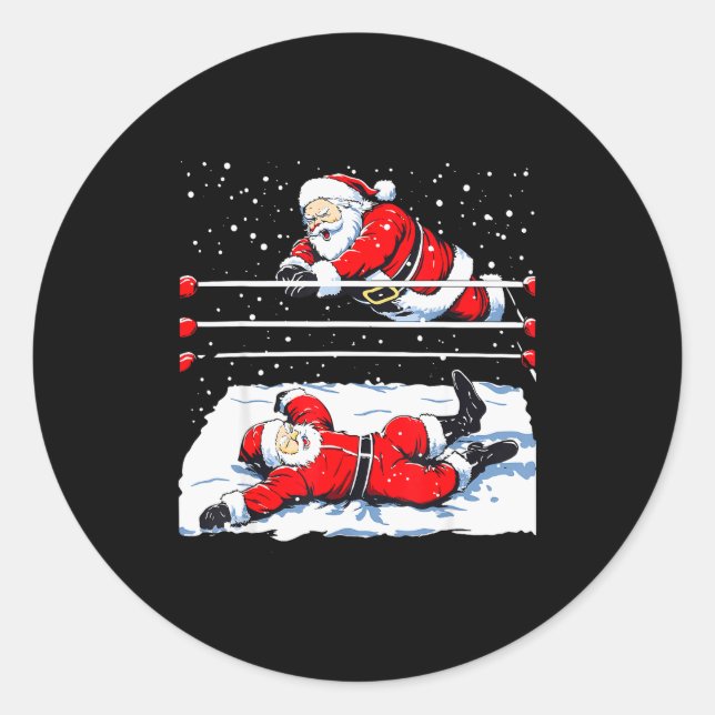 Sticker Rond Santa Wrestling Lover Wrestler Christmas Xmas Paja (Devant)