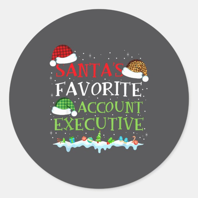 Sticker Rond Santa's Favorite Account Executive Fun Christmas  (Devant)
