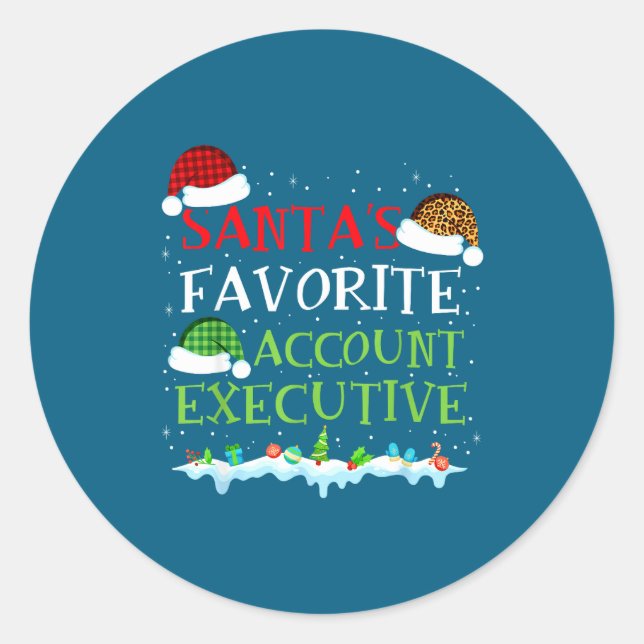 Sticker Rond Santa's Favorite Account Executive Fun Christmas  (Devant)