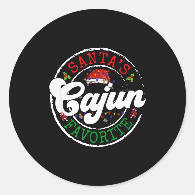 Sticker Rond Santa's Favorite Cajun Christmas Pajama Family Mat (Devant)