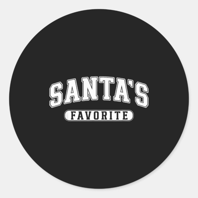 Sticker Rond Santa's Favorite Christmas Varsity Text Family Xma (Devant)