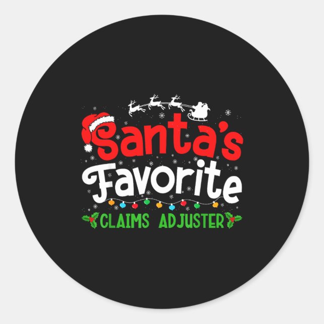 Sticker Rond Santa's Favorite Claims Adjuster Christmas Party  (Devant)