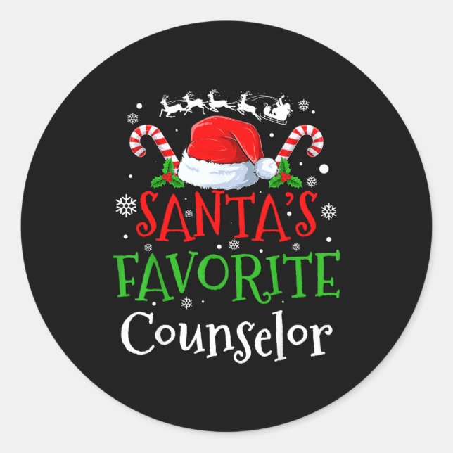 Sticker Rond Santa's Favorite Counselor Christmas Party  (Devant)