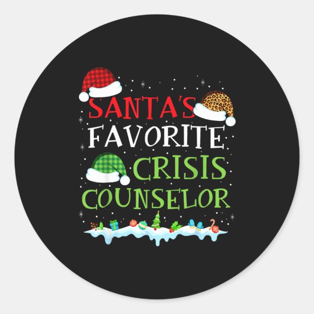 Sticker Rond Santa's Favorite Crisis Counselor Fun Christmas  (Devant)