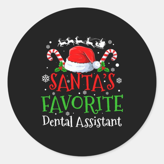 Sticker Rond Santa's Favorite Dental Istant Christmas Party  (Devant)