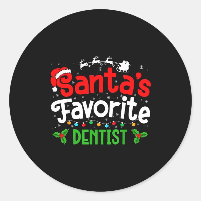 Sticker Rond Santa's Favorite Dentist Christmas Party  (Devant)