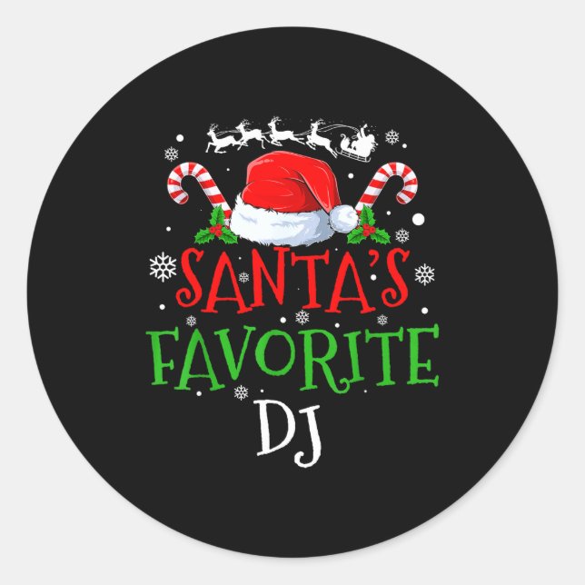 Sticker Rond Santa's Favorite Dj Christmas Party  (Devant)